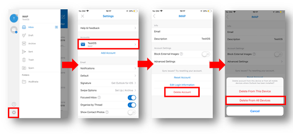 how to log off email on iphone